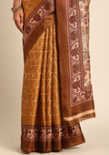 Mustard Geometric Printed Tussar Saree - Taashi