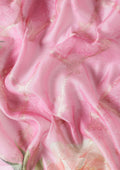 Pastel Pink Floral Printed Zari Woven Organza Saree - Taashi