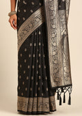 Black Traditional Woven Tussar Saree - Taashi