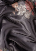 Metallic Charcoal Printed And EmbroideRed Organza Saree - Taashi