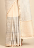 Cream Fancy Embroidery Tussar Saree - Taashi