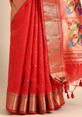 Red Paithani Pattern Tussar Saree - Taashi