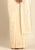 Cream Traditional Woven Tussar Saree - Taashi