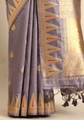 Pale Blue Traditional Zari Woven Tussar Saree - Taashi