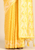 Yellow Stylised Ikat Pattern Tussar Saree - Taashi