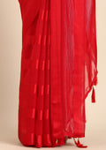Red Striped Chiffon Saree - Taashi