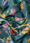Teal Nature InspiRed Printed Silk Saree - Taashi