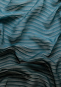Teal Ombre Metallic Zari Striped Chiffon Saree - Taashi