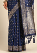 Navy Blue Butta Woven Tussar Saree - Taashi