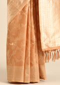 Peach Floral Woven Tussar Saree - Taashi