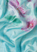 Pastel Blue Floral Printed Zari Woven Tussar Saree - Taashi