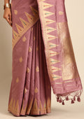 Mauve Traditional Zari Woven Tussar Saree - Taashi