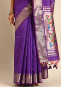 Purple Paithani Pattern Tussar Saree - Taashi