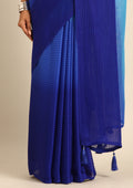 Blue Ombre Striped Chiffon Saree - Taashi