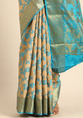 Blue Floral Woven Tussar Saree - Taashi