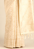 Cream Jaal Woven Tussar Saree - Taashi