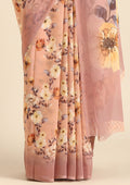Beige Floral Printed Georgette Saree - Taashi