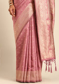 Mauve Traditional Pattern Woven Tussar Saree - Taashi