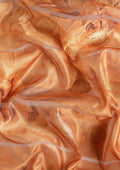Tangerine Zari Woven And Floral Printed Organza Saree - Taashi