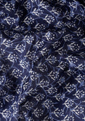 Navy Blue Batik Floral Butta Printed Cotton Saree - Taashi