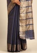 Blue Traditional Zari Butta Woven Tussar Saree - Taashi