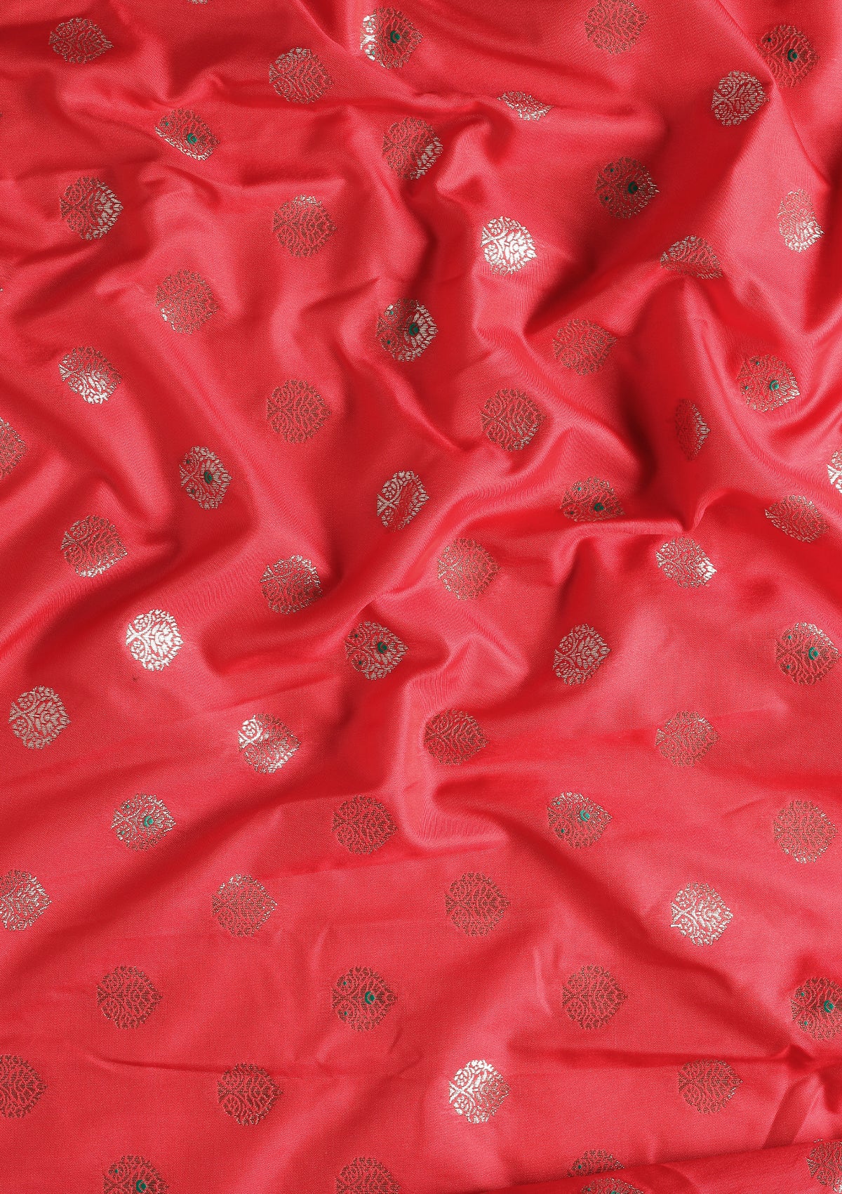 Red Allover Butta Weaving Silk Saree - Taashi