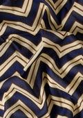 Indigo And Cream Zigzag Printed Cotton Saree - Taashi