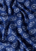 Indigo Batik Paisley Printed Cotton Saree - Taashi