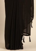 Black Striped Chiffon Saree - Taashi