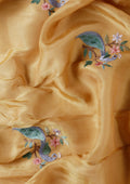Amber Gold Nature InspiRed Embroiderd Tissue Saree - Taashi