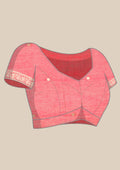 Pink Woven Butta Linen Saree - Taashi