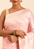 Pastel Pink Traditional Woven Tussar Saree - Taashi