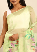 Pastel Green Multicolor Floral Printed Georgette Saree - Taashi