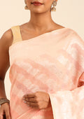 Pastel Peach Traditional Woven Tussar Saree - Taashi