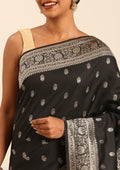 Black Traditional Woven Tussar Saree - Taashi
