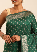 Dark Green Butta Woven Tussar Saree - Taashi
