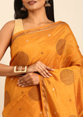 Mustard Yellow Betel Leaf Woven Tussar Saree - Taashi