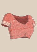 Pastel Peach Woven Butta Linen Saree - Taashi
