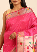Pink Paithani Pattern Tussar Saree - Taashi