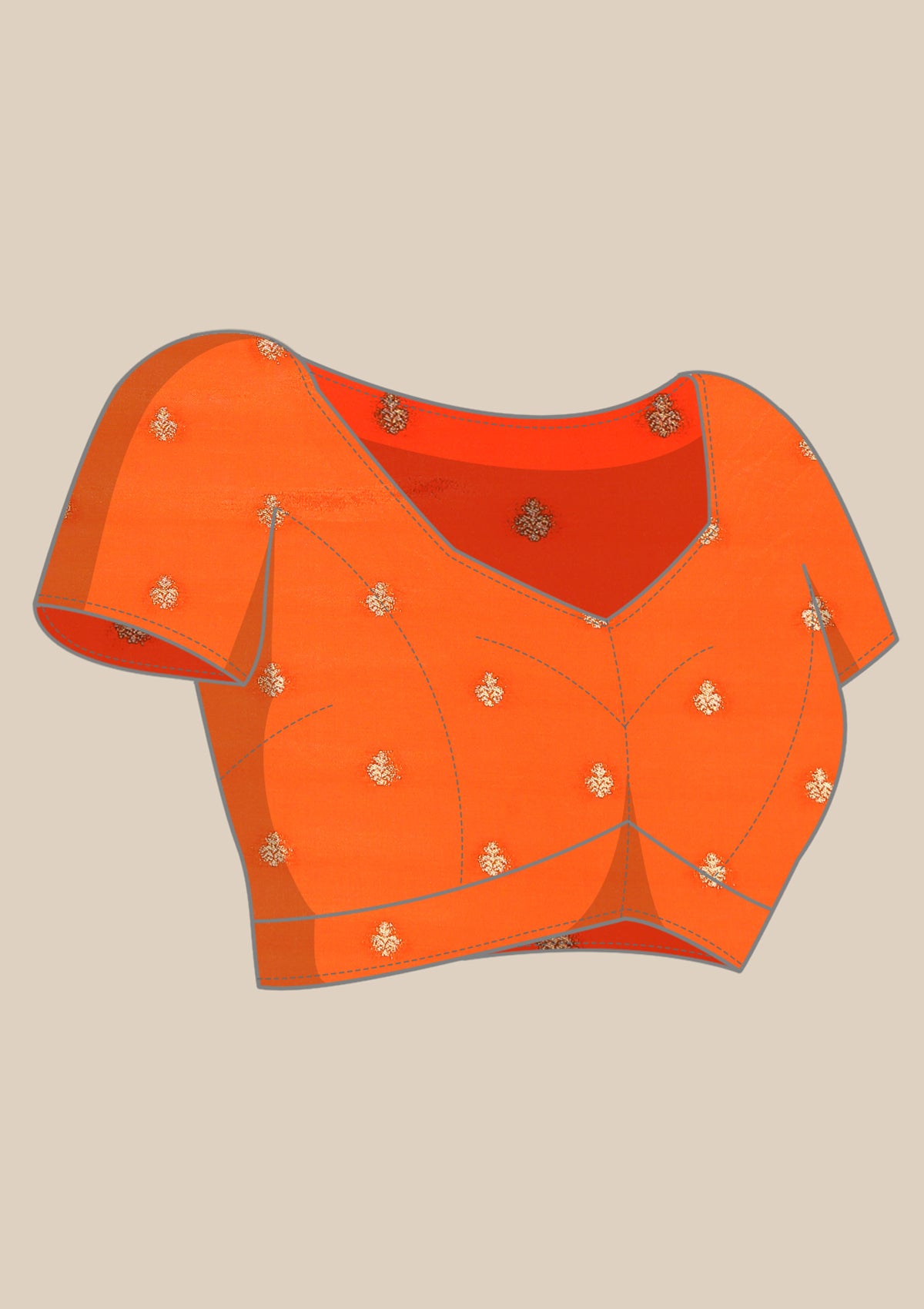 Orange Semi Banarasi SIlk Saree
