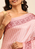 Dusty Pink Butti Printed Art Tussar Matka Silk Saree - Taashi