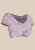 Mauve Zari Woven And Floral Printed Organza Saree - Taashi