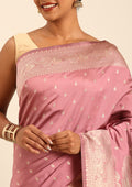 Mauve Traditional Pattern Woven Tussar Saree - Taashi