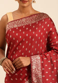 Maroon Butta Woven Tussar Saree - Taashi