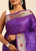 Violet Paithani Pattern Tussar Saree - Taashi