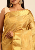 Golden Betel Leaf Woven Tussar Saree - Taashi