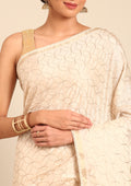 Cream Fancy Embroidery Tussar Saree - Taashi