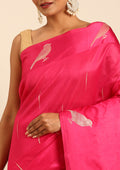 Magenta Placement Jacquard Woven Tussar Saree - Taashi