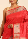 Red Paithani Pattern Tussar Saree - Taashi