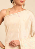 Cream Fancy Embroidery Tussar Saree - Taashi